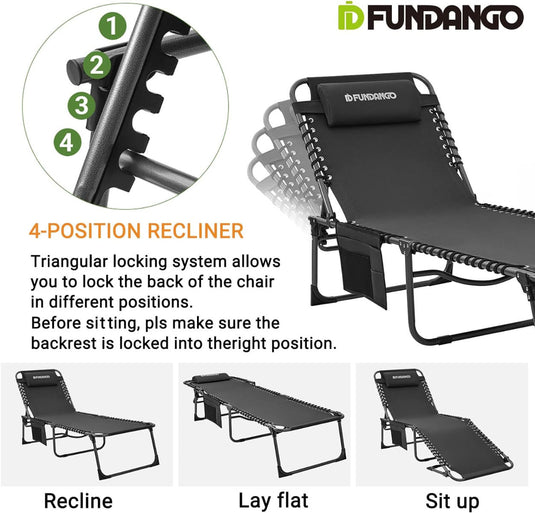 FUNDANGO 3-Folding Steel Cot Lounge Chair