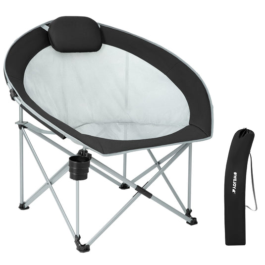 WEJOY Moon Chair XL Camping Chair for Adults with Padded Pillow, Cup Holder