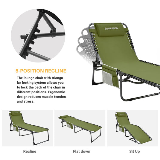 FUNDANGO 3-Folding Steel Cot Lounge Chair