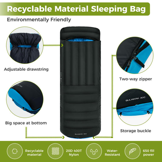 ATEPA BULWARK 300 Down Sleeping Bag-Envelope With Hood