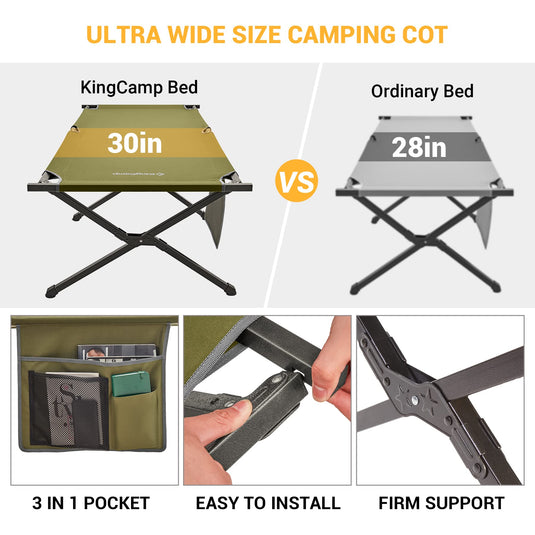 KingCamp BANYAN Steel Army Cot L Family Comfort Bed