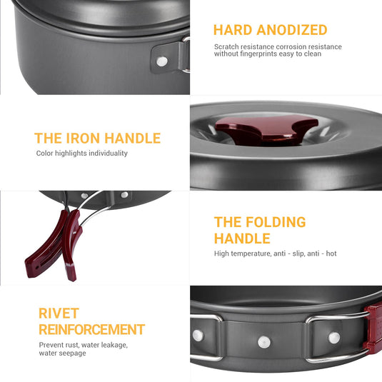 KingCamp Climber Hard-anodized Aluminum Cookware Set