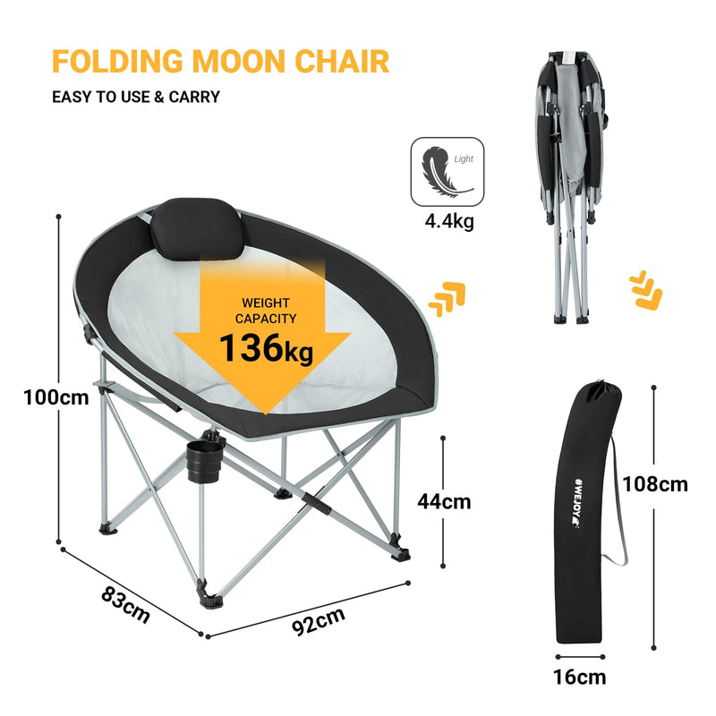 Load image into Gallery viewer, WEJOY Moon Chair XL Camping Chair for Adults with Padded Pillow, Cup Holder
