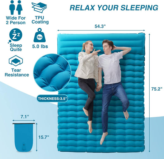 Double Sleeping Pad With Built-In Pillow