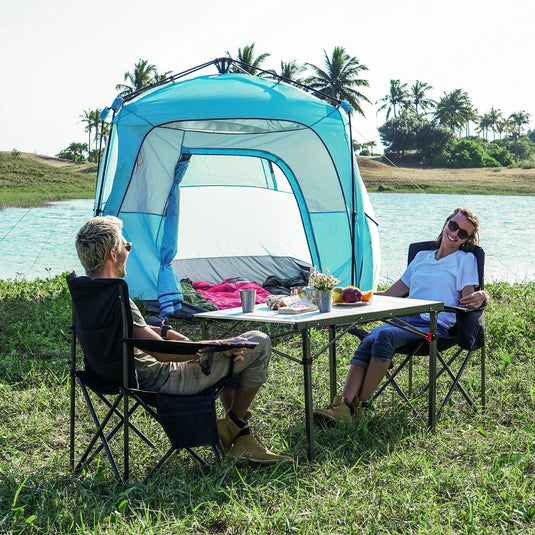 KingCamp Padded Outdoor Folding Quilted Armchair with Built In Cupholder
