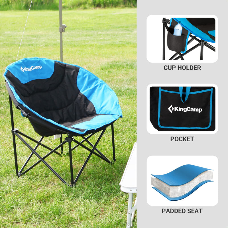 Load image into Gallery viewer, KingCamp Moon Camping Chair Oversized Padded Round Saucer Chairs with Cup Holder
