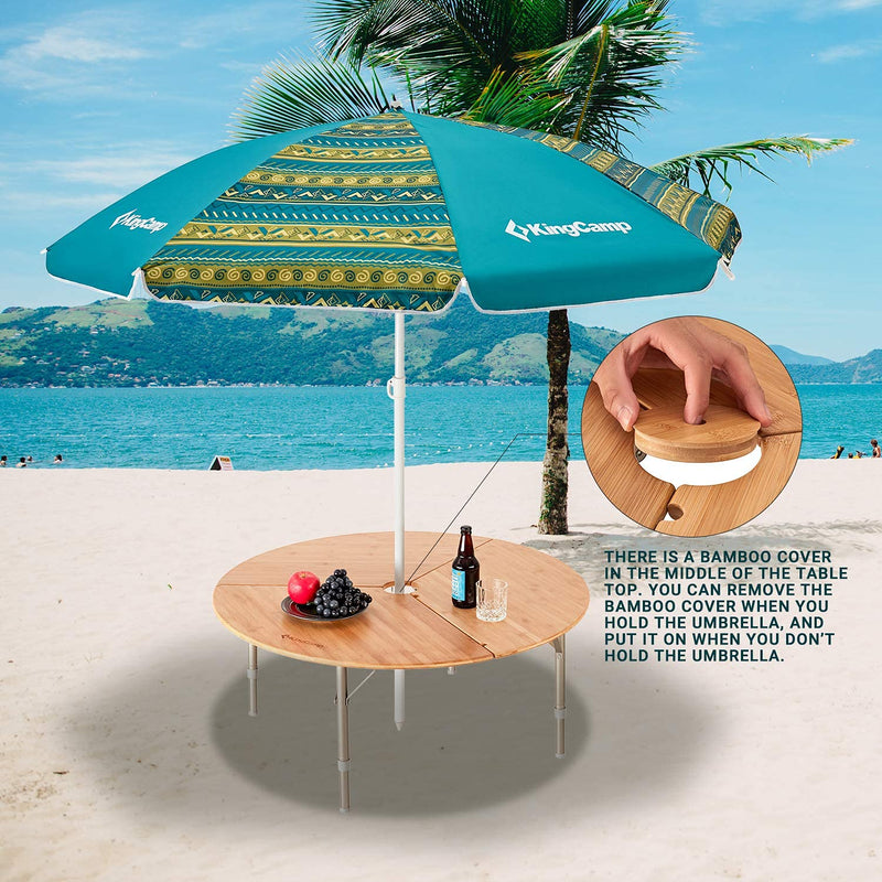 Load image into Gallery viewer, KingCamp Round 3-Folding Bamboo Table
