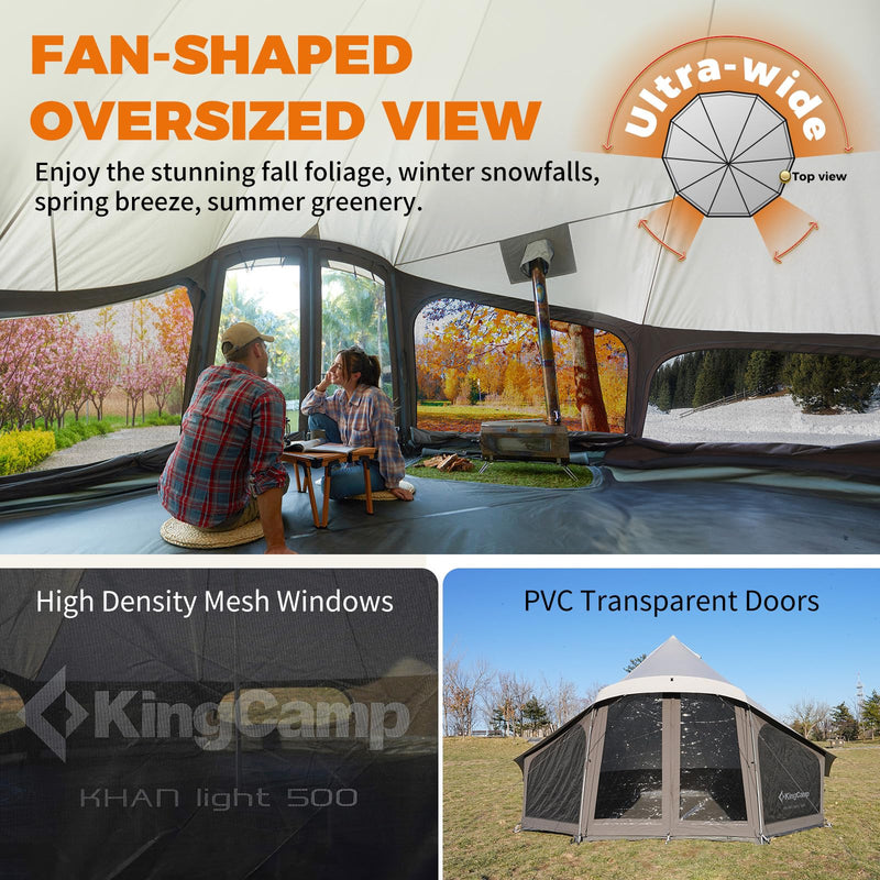 Load image into Gallery viewer, KingCamp KHAN LIGHT 500 Canvas Bell Tent For 6-8 Person
