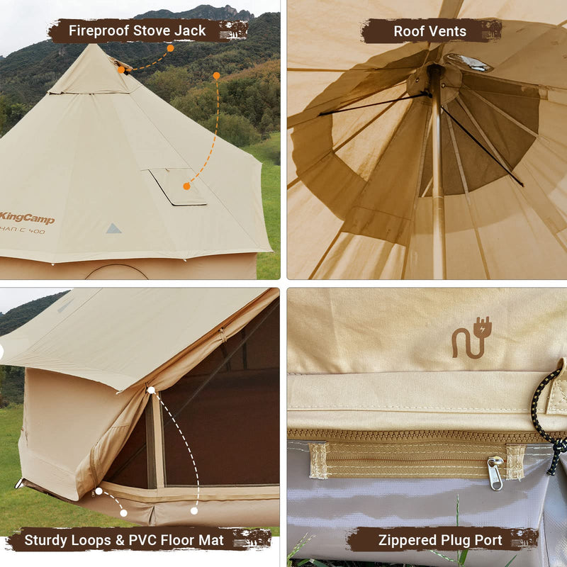 Load image into Gallery viewer, KingCamp KHAN C 400 canvas Camping Tent 400
