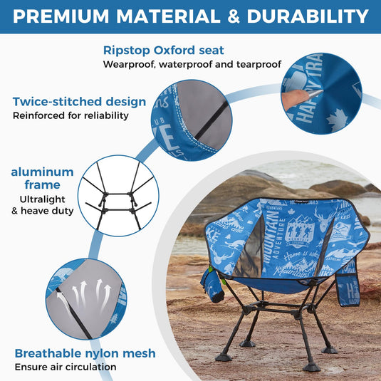 ATEPA Ultralight Backpacking Chair - 440lb Capacity, Compact Folding Camp Chair
