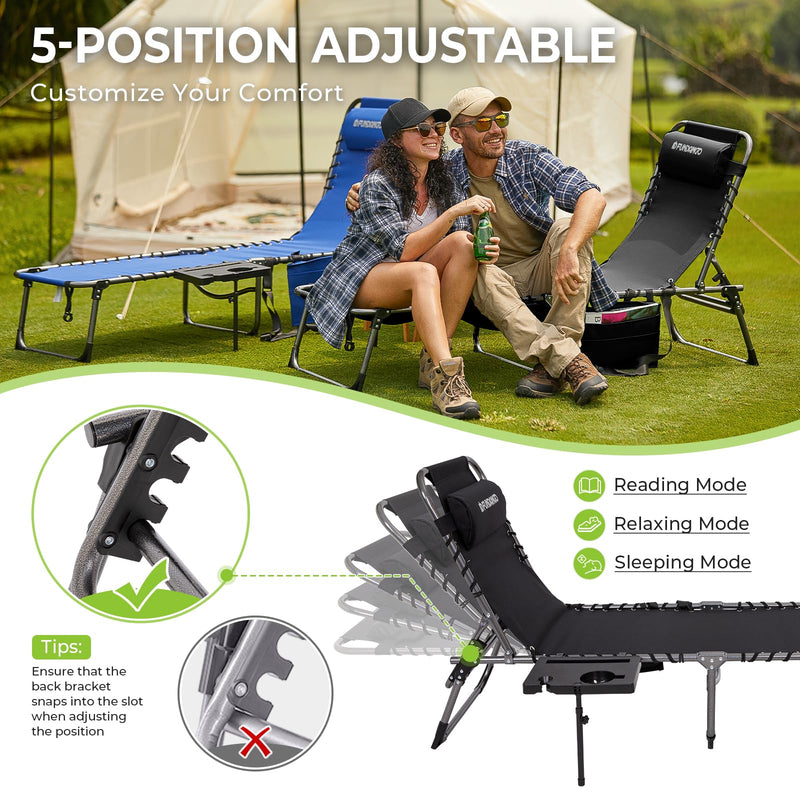 Load image into Gallery viewer, FUNDANGO Portable Camping Reclining Chair with Soft Pad &amp; Side Table
