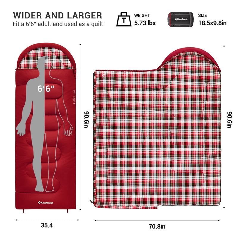 Load image into Gallery viewer, KingCamp CLOUDY 400 Sleeping Bag-Envelope With Hood
