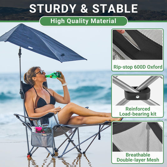 WEJOY Sonnenschirm-Loungesessel, 2-in-1-Relaxsessel mit Sonnenschirm