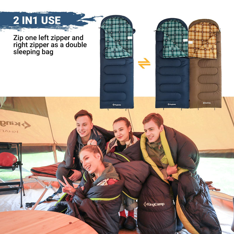 Load image into Gallery viewer, KingCamp CLOUDY 300 Sleeping Bag-Envelope With Hood
