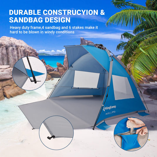 KingCamp AVELLINO Quick-Up Beach Sun Shelter Sunshade Pergola