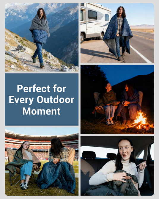 KingCamp Sherpa Sleeping Bag Blanket | 2-in-1 for Camping, Car & Home | Lightweight & Packable