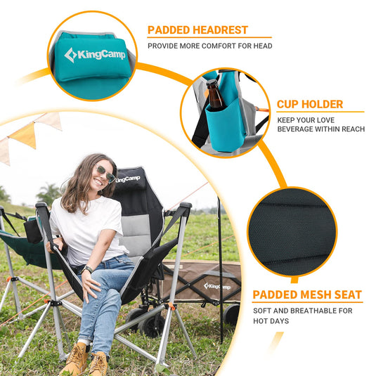 KingCamp Portable Swing Recliner Chair with Pillow for Outdoor Relaxation