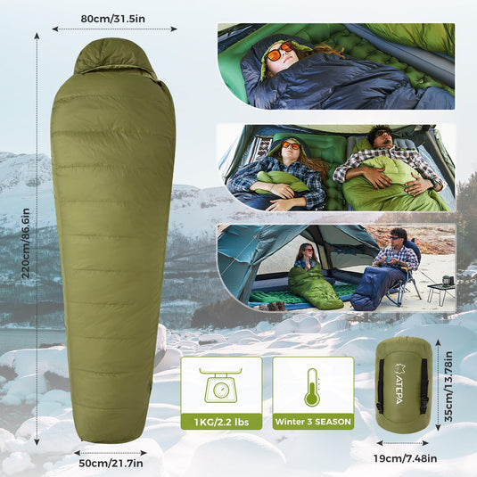 schlafsack unter 1kg ATEPA ELEMENTS 450 Daunen-Mumienschlafsack – BRoadout