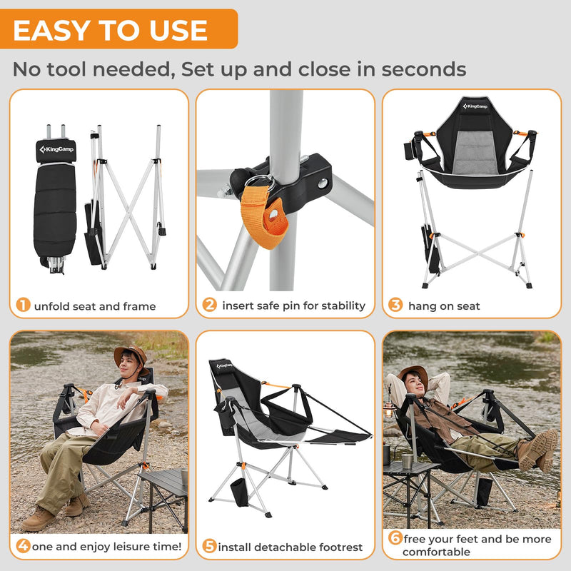 Load image into Gallery viewer, KingCamp ORCHID C20 Folding Rocking Chair Hammock Camping Chair
