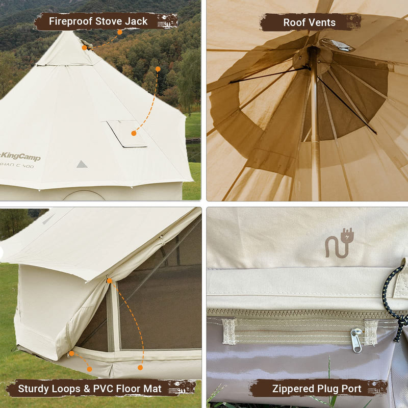 Load image into Gallery viewer, KingCamp KHAN C 500 Canvas Camping Bell Tent
