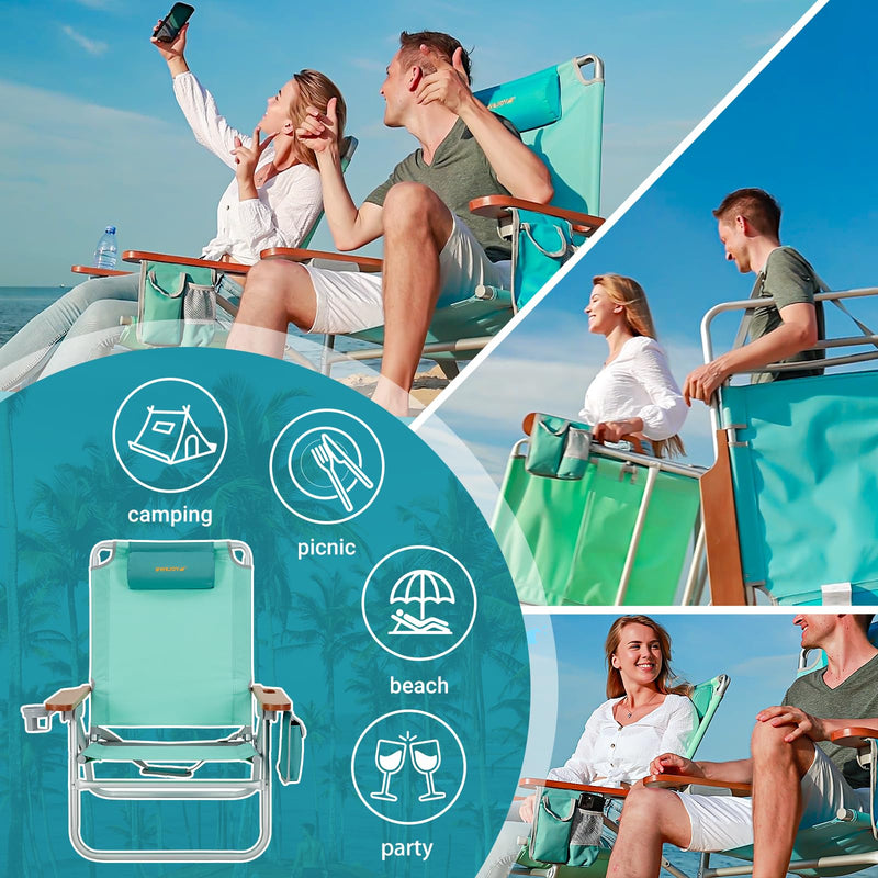 Load image into Gallery viewer, WEJOY Oversized Reclining 4 Positions Beach Chair
