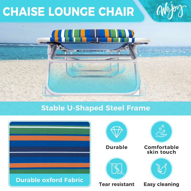 Load image into Gallery viewer, WEJOY Folding Adjustable Back Fabric Beach Lounger
