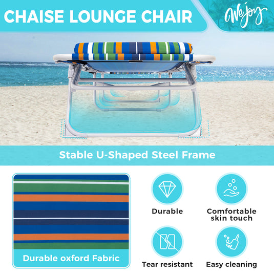 WEJOY Folding Adjustable Back Fabric Beach Lounger