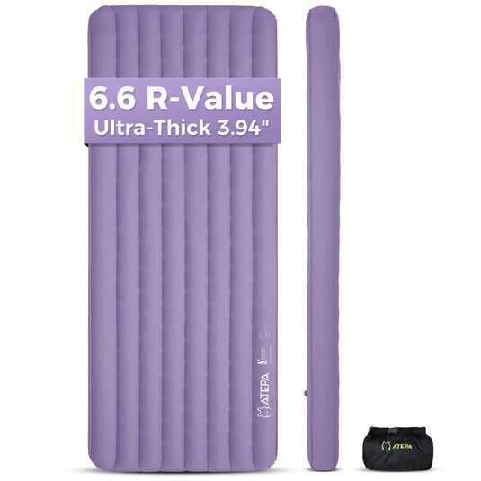 ATEPA Ultralight Insulated Inflatable Sleeping Pad R Value 6.6 Purple