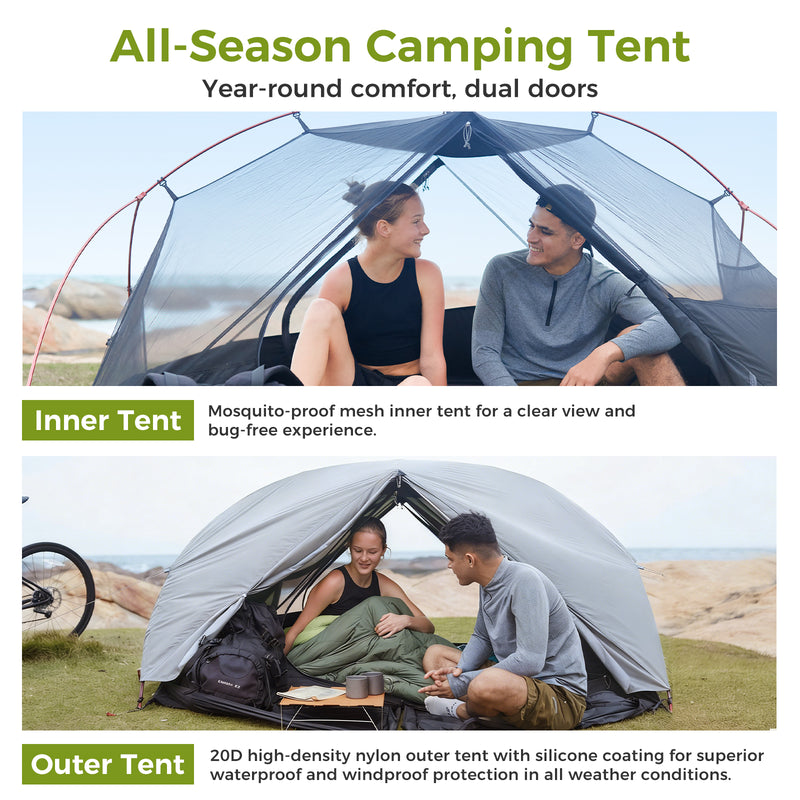 Load image into Gallery viewer, ATEPA Voyage LT 2 Backpacking Tent + Cook'n'Escape Titanium Cookset – Ultralight Camping Bundle for Two
