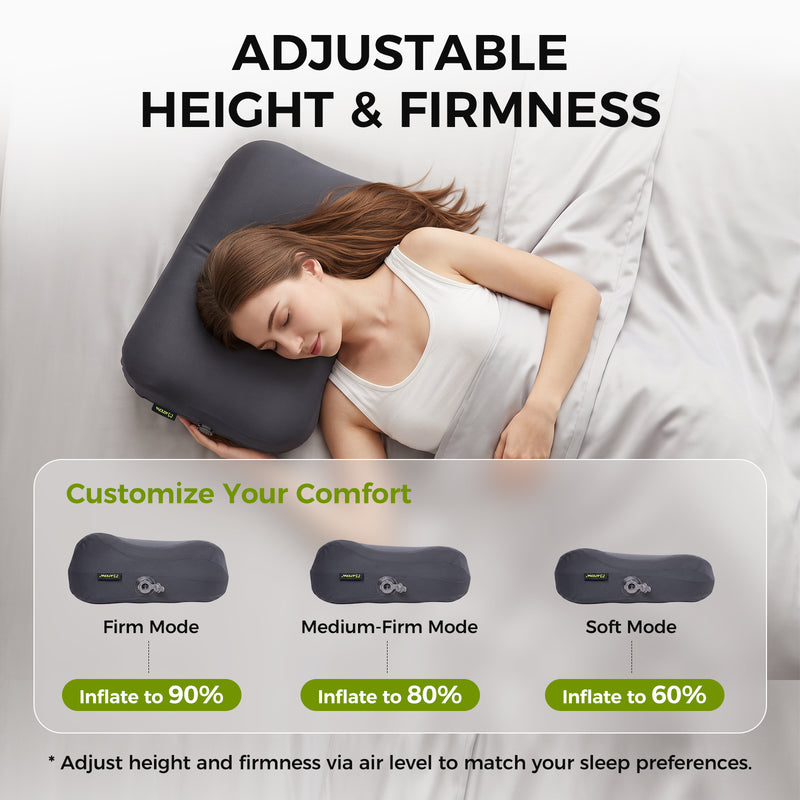 Laden Sie das Bild in Galerie -Viewer, ATEPA Flex 10 Inflatable Camping Pillow, Hybrid Foam-Air Backpacking Pillow with Adjust height and firmness via air level to match yoursleep preferences
