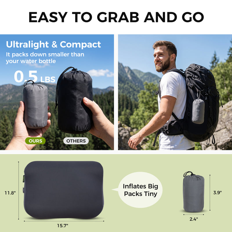Laden Sie das Bild in Galerie -Viewer, ATEPA Flex 10 Inflatable Camping Pillow, Hybrid Foam-Air Backpacking Pillow Ultralight &amp; Compact It packs down smaller than your water bottle
