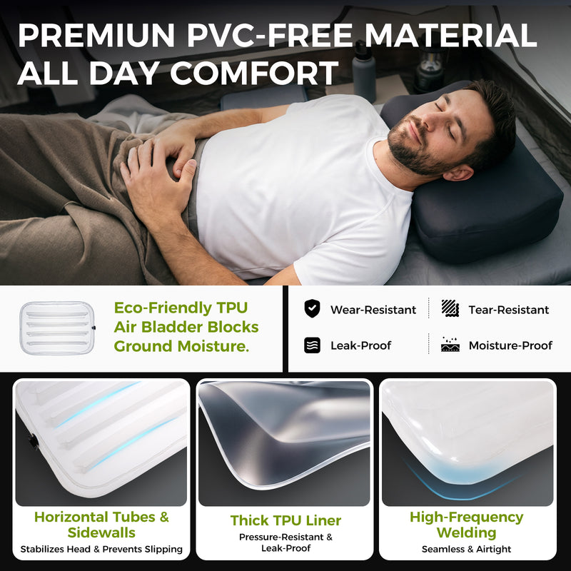 Laden Sie das Bild in Galerie -Viewer, ATEPA Flex 10 Inflatable Camping Pillow, Hybrid Foam-Air Backpacking Pillow with Eco-Friendly TPU Air Bladder Blocks Ground Moisture
