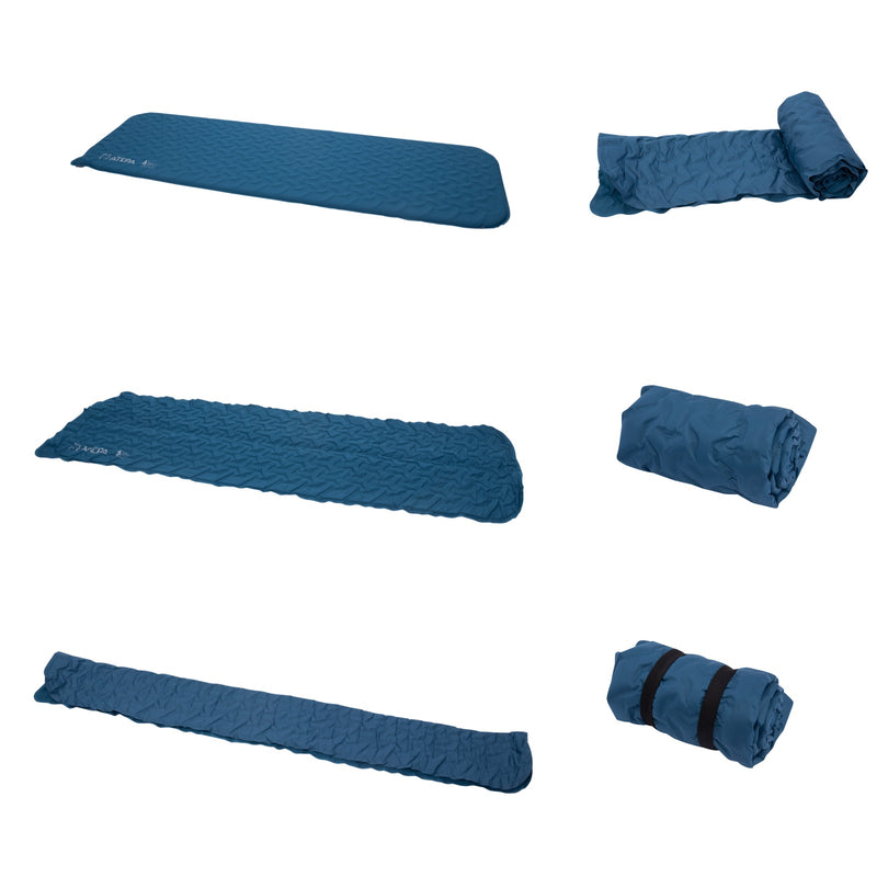 Cargue la imagen en el visor de la galería, ATEPA HybridLoft 3 Ultralight Self‑Inflating Sleeping Pad Blue – 4‑Side Compression, 3‑Season Compact Mat
