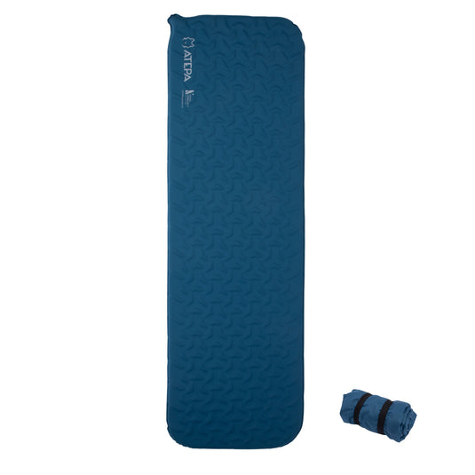 ATEPA HybridLoft 3 Ultralight Self‑Inflating Sleeping Pad Blue – 4‑Side Compression, 3‑Season Compact Mat