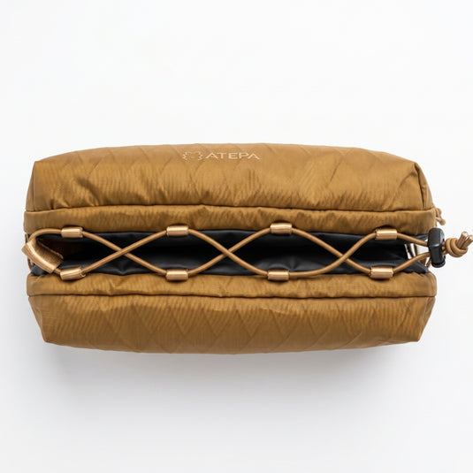 ATEPA Rugged Mini Trail Sling Bag, 210D Ripstop Nylon Crossbody Pouch with Rope Strap, Dual Compartments & Bungee Storage Coyote Brown