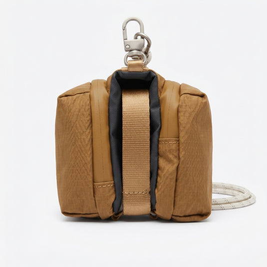 ATEPA Rugged Mini Trail Sling Bag, 210D Ripstop Nylon Crossbody Pouch with Rope Strap, Dual Compartments & Bungee Storage Coyote Brown