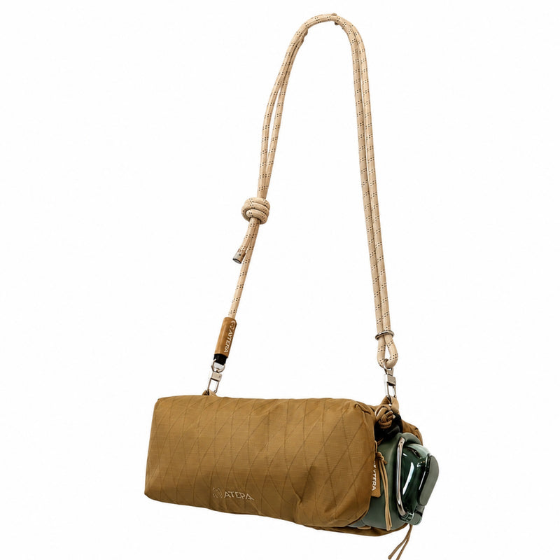 Laden Sie das Bild in Galerie -Viewer, ATEPA Rugged Mini Trail Sling Bag, 210D Ripstop Nylon Crossbody Pouch with Rope Strap, Dual Compartments &amp; Bungee Storage Coyote Brown
