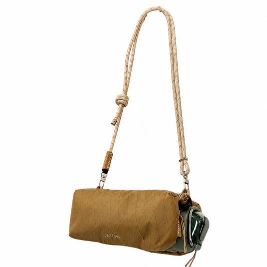 ATEPA Rugged Mini Trail Sling Bag, 210D Ripstop Nylon Crossbody Pouch with Rope Strap, Dual Compartments & Bungee Storage Coyote Brown