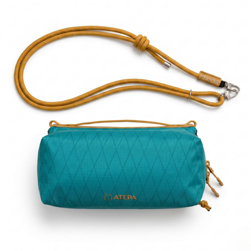 Laden Sie das Bild in Galerie -Viewer, ATEPA Rugged Mini Trail Sling Bag, 210D Ripstop Nylon Crossbody Pouch with Rope Strap, Dual Compartments &amp; Bungee Storage Alpine Teal
