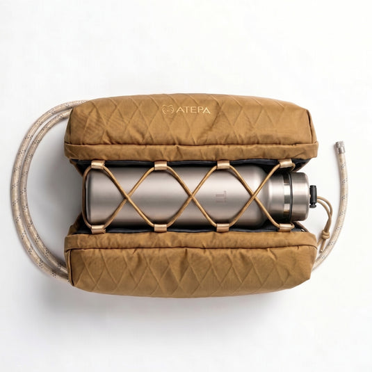 ATEPA Rugged Mini Trail Sling Bag, 210D Ripstop Nylon Crossbody Pouch with Rope Strap, Dual Compartments & Bungee Storage Coyote Brown