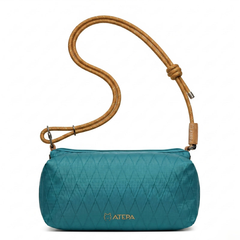 Laden Sie das Bild in Galerie -Viewer, ATEPA Rugged Mini Trail Sling Bag, 210D Ripstop Nylon Crossbody Pouch with Rope Strap, Dual Compartments &amp; Bungee Storage Alpine Teal
