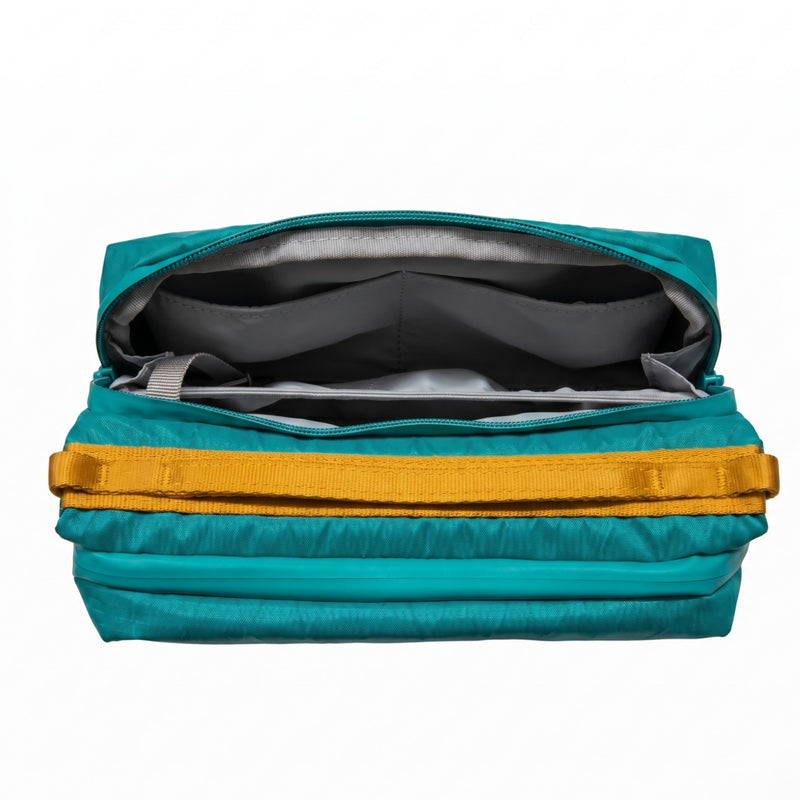 Laden Sie das Bild in Galerie -Viewer, ATEPA Rugged Mini Trail Sling Bag, 210D Ripstop Nylon Crossbody Pouch with Rope Strap, Dual Compartments &amp; Bungee Storage Alpine Teal
