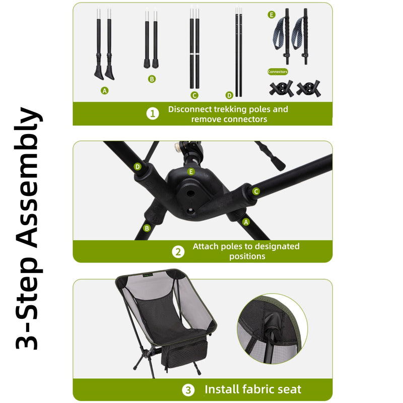 Load image into Gallery viewer, ATEPA 2-in-1 Trekking Pole Chair – Ultralight Convertible Hiking Seat System 3-Step Assembly
