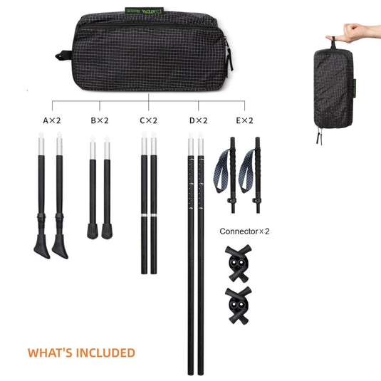 ATEPA 2-in-1 Trekking Pole Chair – Ultralight Convertible Hiking Seat System 2 in 1 Trekking Pole Chair Included Components