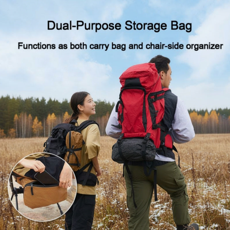 Load image into Gallery viewer, ATEPA 2-in-1 Trekking Pole Chair – Ultralight Convertible Hiking Seat  System Dual-Purpose Storage Bag: Functions as both carry bag and chair-side organizer
