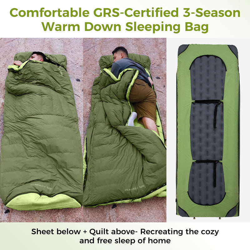 Load image into Gallery viewer, ATEPA 3-in-1 Backpacking Sleeping Bag Down Sleeping Bag 44.6°F to 10.4°F

