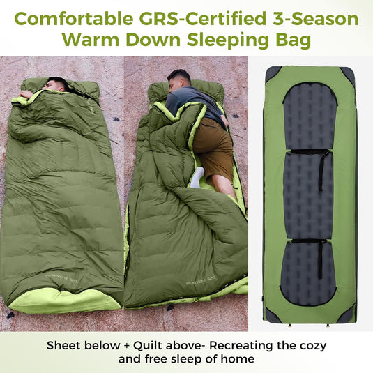 ATEPA 3-in-1 Sleeping Bag + Insulated Pad – Ultralight 4-Season Sleep System for Backpacking & Cold Weather