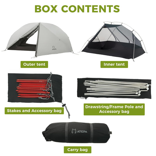 ATEPA 1-Person Ultralight Backpacking Tent Grey