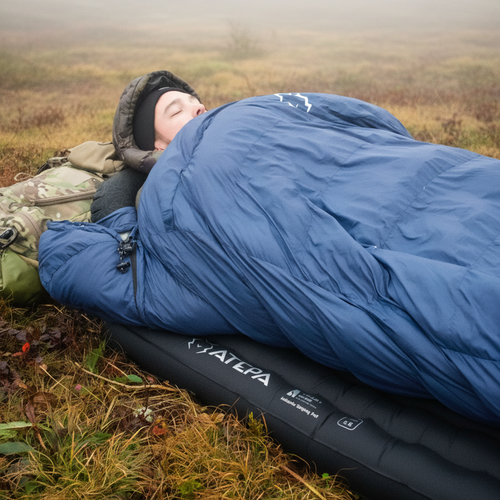 ATEPA 4-Season Ultralight Sleep System Bundle: 600 Fill Down Sleeping Bag + R-Value 6.6 Insulated Sleeping Pad
