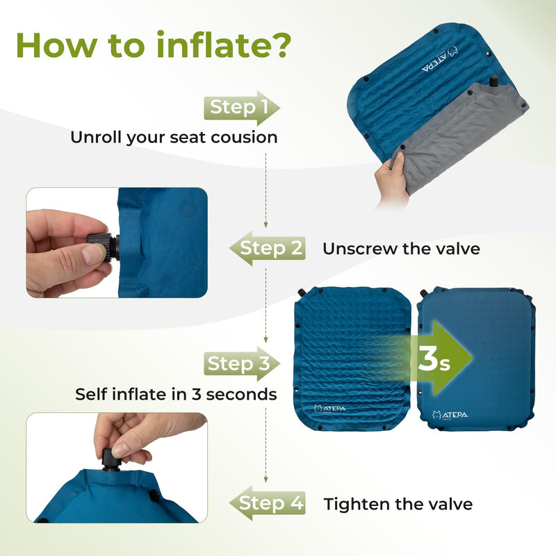 Load image into Gallery viewer, ATEPA BUBBLE 6.5 Self-Inflating Memory Foam Seat Cushion
